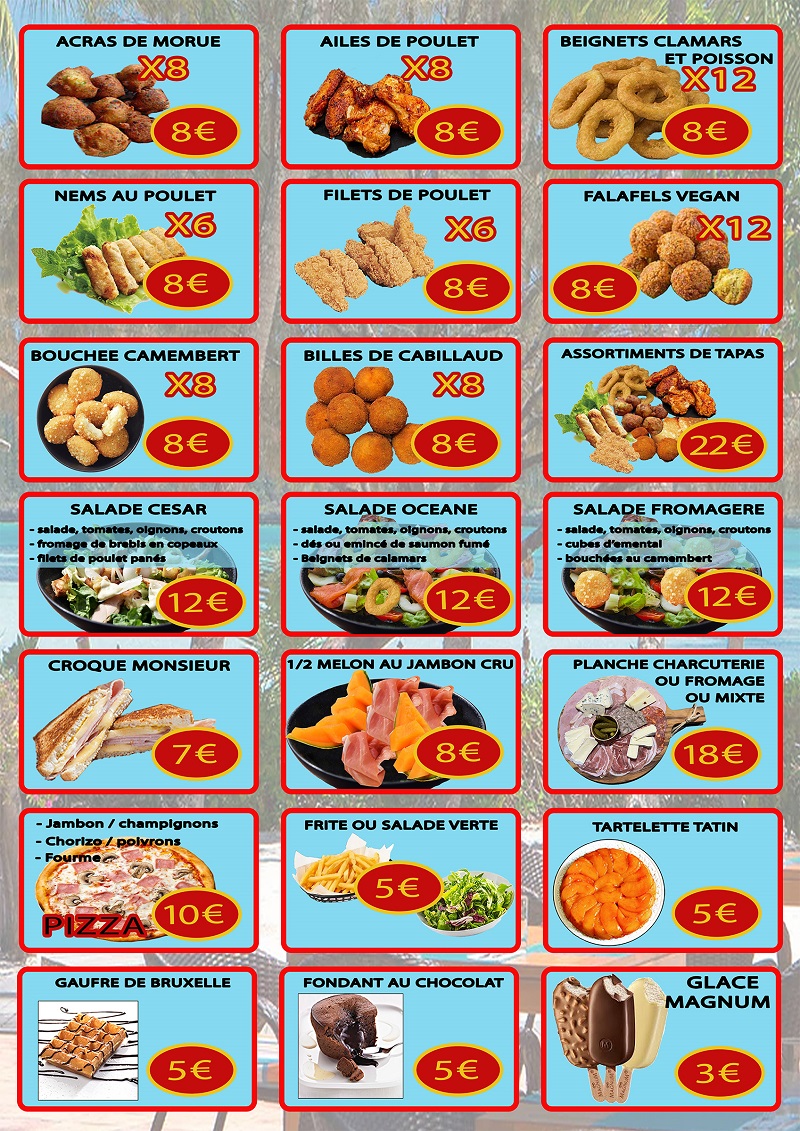 Carte du snack
